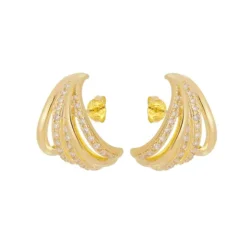 Brinco Ear Hook Serena Zircônias Folheado a Ouro 18k