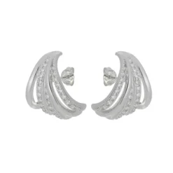 Brinco Ear Hook Serena Zircônias Folheado em Ródio Branco