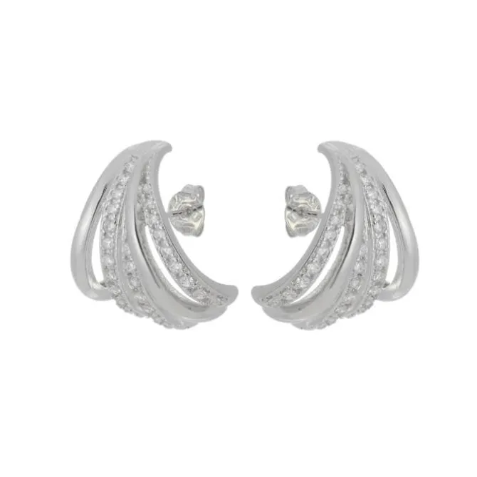Brinco Ear Hook Serena Zircônias Folheado em Ródio Branco