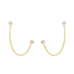 Brinco Ear Line Lyna Ponto de Luz Zircônias Folheado a Ouro 18k