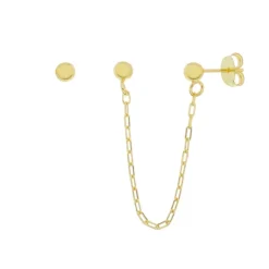 Brinco Ear Line Pietra Bolinha Folheado a Ouro 18k