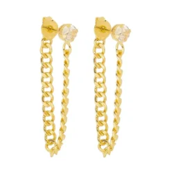 Brinco Ear Line Yara M Ponto de Luz Zircônia Folheado a Ouro 18k