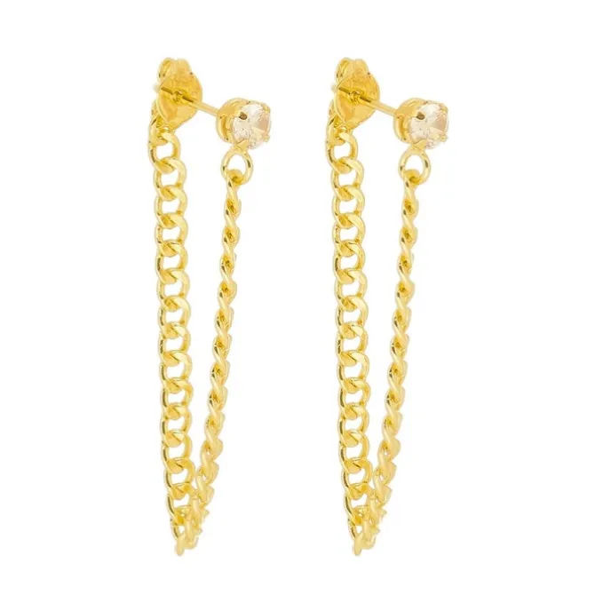 Brinco Ear Line Yara P Ponto de Luz Zircônia Folheado a Ouro 18k
