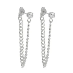 Brinco Ear Line Yara P Ponto de Luz Zircônia Folheado em Ródio Branco