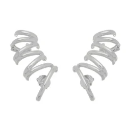 Brinco Flavia Ear Cuff Folheado em Ródio Branco