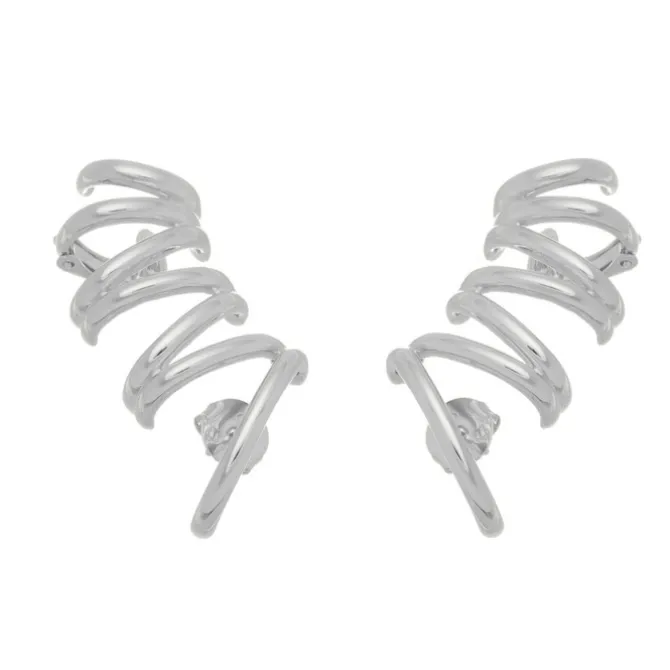 Brinco Flavia Ear Cuff Folheado em Ródio Branco