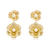 Brinco Flor Camélia Dourado Piuka