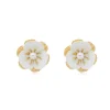 Brinco Flor Melissa Dourado e Branca