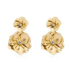Brinco Flor Tulipa Dourado Piuka