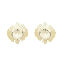 Brinco Isadora Matelado Flor Folheado a Ouro 18k