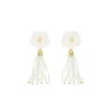 Brinco Jaque Flor Madrepérola Zircônia Cristais Opaline Folheado a Ouro 18k