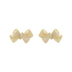 Brinco Laço Jessica Zircônias Folheado a Ouro 18k