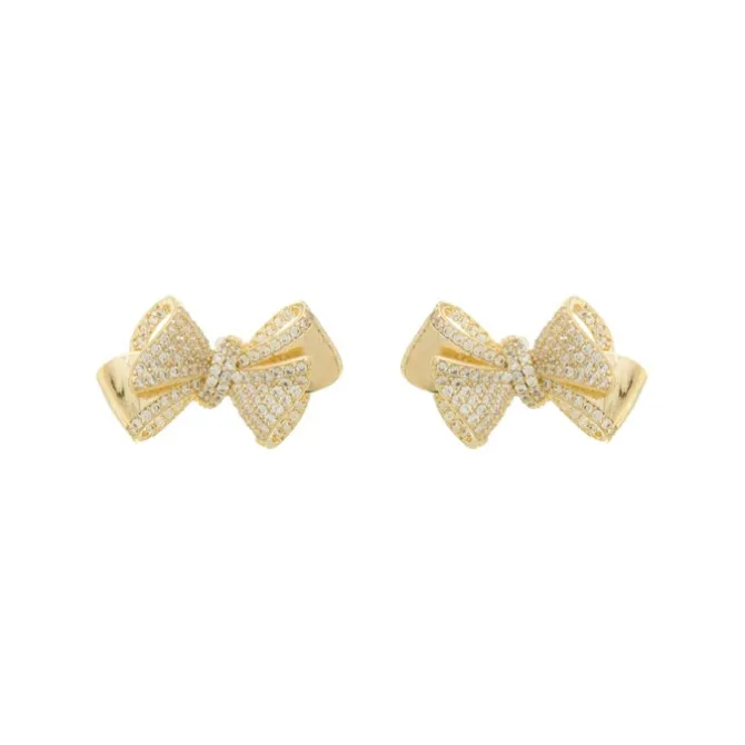 Brinco Laço Jessica Zircônias Folheado a Ouro 18k