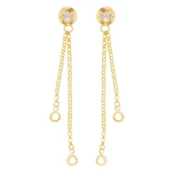 Brinco Laís Ponto de Luz Fio Zircônia Folheado a Ouro 18k