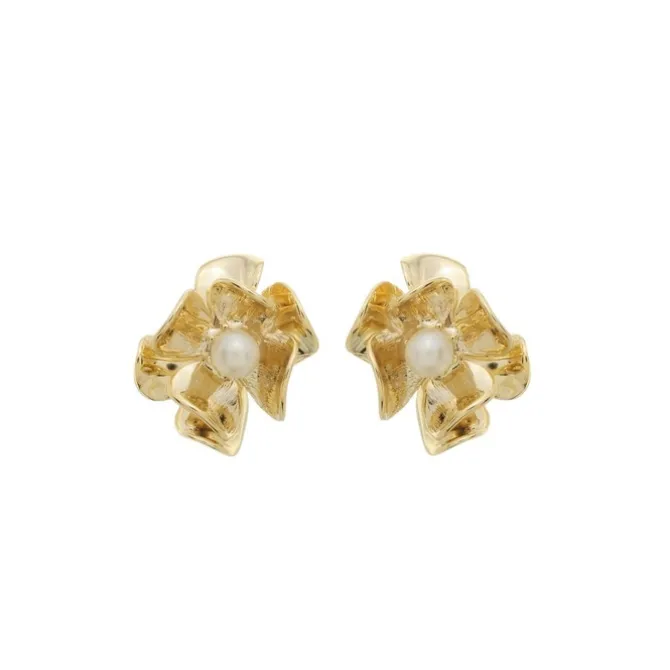 Brinco Liane Flor Pérola Dourado