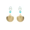 Brinco Louise Concha Gota Zircônia Acqua Folheado a Ouro 18k