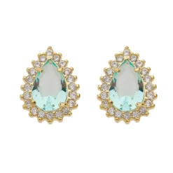 Brinco Maria Fernanda Gota Zircônia Acqua Folheado a Ouro 18k