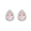 Brinco Maria Fernanda Gota Zircônia Rosa Folheado em Ródio Branco