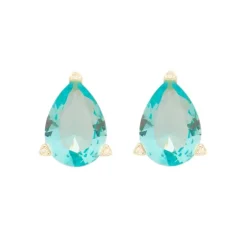 Brinco Maria Sophia Gota Zircônia Acqua Folheado a Ouro 18k