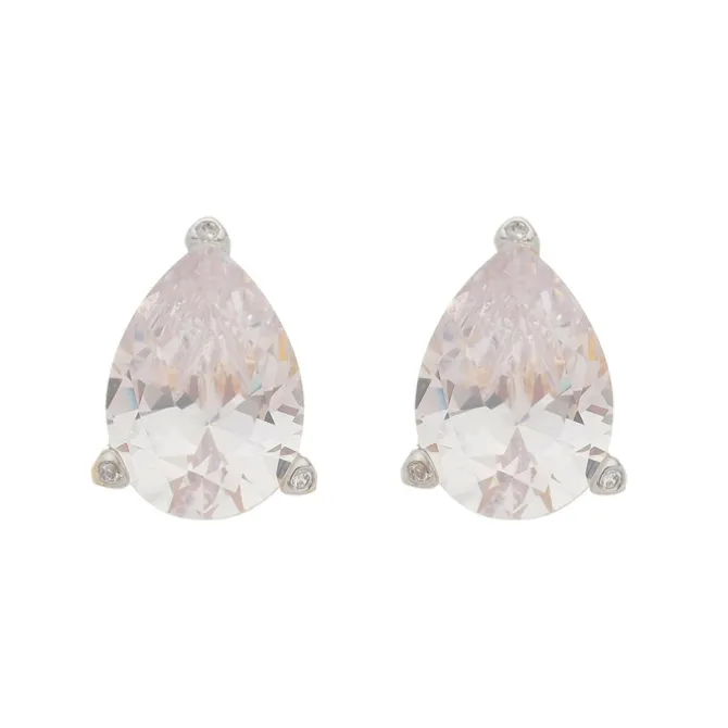 Brinco Maria Sophia Gota Zircônia Cristal Folheado em Ródio Branco