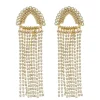 Brinco Martina Franjas Strass Dourado