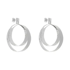 Brinco Nick Argola Dupla Texturizada Folheado em Ródio Branco