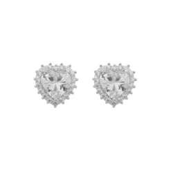 Brinco Nina Coração Zircônias Folheado em Ródio Branco