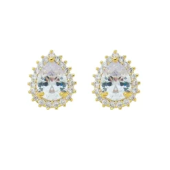 Brinco Nina Gota Zircônias Folheado a Ouro 18k