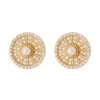 Brinco Piuka Amanda Pizza Pérola Zircônias Folheado a Ouro 18k