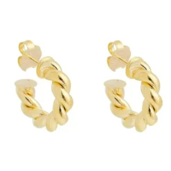 Brinco Piuka Argola Tubo Torcido Camila Pp Folheado a Ouro 18k