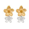 Brinco Piuka Flor Amarílis Dourado e Prata