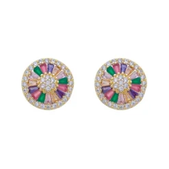 Brinco Piuka Nataly Pizza P Zircônias Coloridas Folheado a Ouro 18k