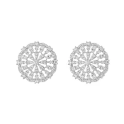 Brinco Pizza Amália Zircônia Folheado em Ródio Branco