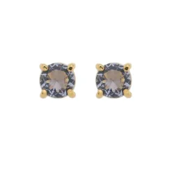 Brinco Ponto de Luz Annie M Zircônia Tanzanita Folheado a Ouro 18k