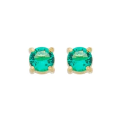 Brinco Ponto de Luz Annie M Zircônia Turmalina Folheado a Ouro 18k