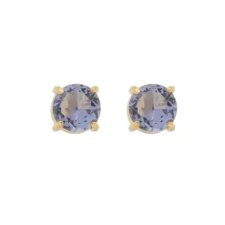 Brinco Ponto de Luz Annie G Zircônia Tanzanita Folheado a Ouro 18k