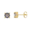 Brinco Ponto de Luz Annie P Zircônia Tanzanita Folheado a Ouro 18k