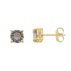 Brinco Ponto de Luz Annie P Zircônia Tanzanita Folheado a Ouro 18k