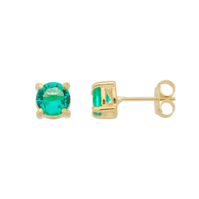 Brinco Ponto de Luz Annie P Zircônia Turmalina Folheado a Ouro 18k