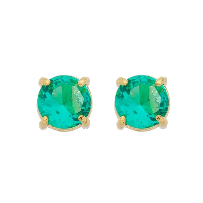 Brinco Ponto de Luz Annie G Zircônia Turmalina Folheado a Ouro 18k
