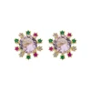 Brinco Ponto de Luz Deise Zircônia Rosa Folheado a Ouro 18k