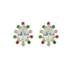 Brinco Ponto de Luz Gota Deise Zircônia Cristal Folheado a Ouro 18k