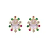 Brinco Ponto de Luz Gota Deise Zircônia Rosa Folheado a Ouro 18k