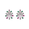 Brinco Ponto de Luz Gota Deise Zircônia Rosa Folheado em Ródio Branco