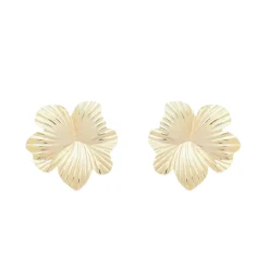 Brinco Raissa Matelado Flor Folheado a Ouro 18k
