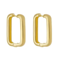 Brinco Retangular Helena Lisa G Folheado a Ouro 18k