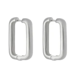 Brinco Retangular Helena G Folheado em Ródio Branco