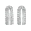 Brinco Scarlet Semi Oval Franjas Zircônias Folheado em Ródio Branco