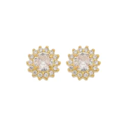 Brinco Sólitário Ponto de Luz Glória Zircônia Cristal Folheado a Ouro 18k