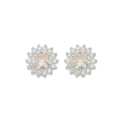 Brinco Sólitário Ponto de Luz Glória Zircônia Cristal Folheado em Ródio Branco